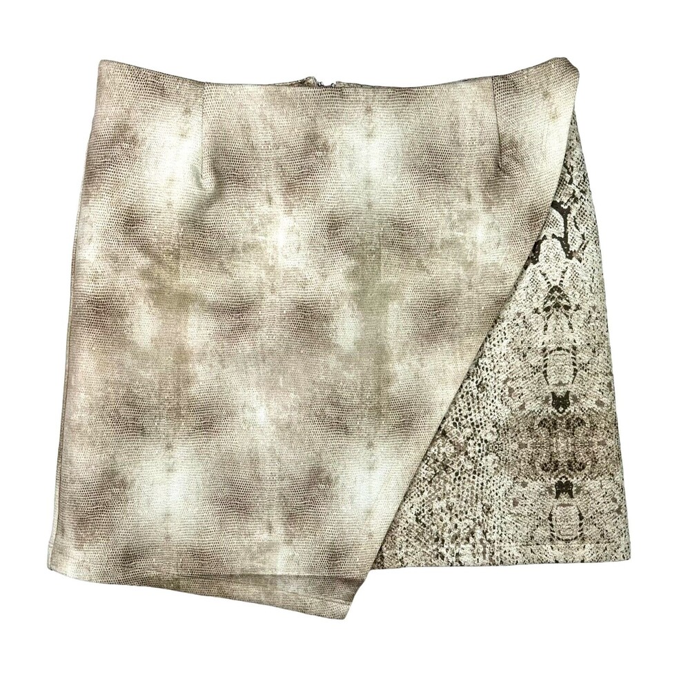 Ronny Kobo Jolinda in Neutral Bonded Faux Wrap Short Skirt  Women's Size L  Tan